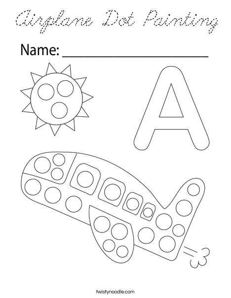 Airplane Dot Painting Coloring Page