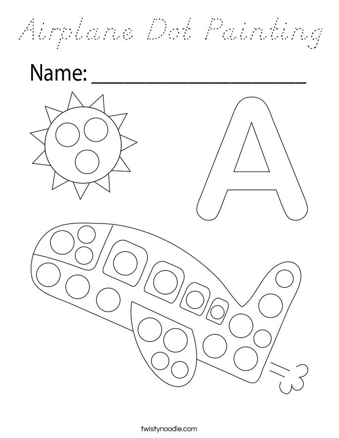 Airplane Dot Painting Coloring Page