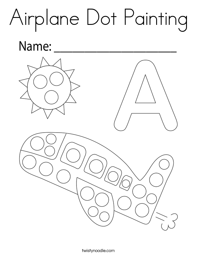 Airplane Dot Painting Coloring Page