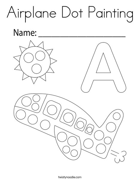 Airplane Dot Painting Coloring Page