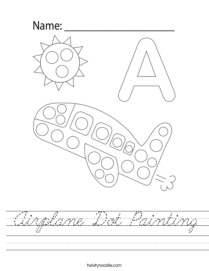 Airplane Dot Painting Worksheet