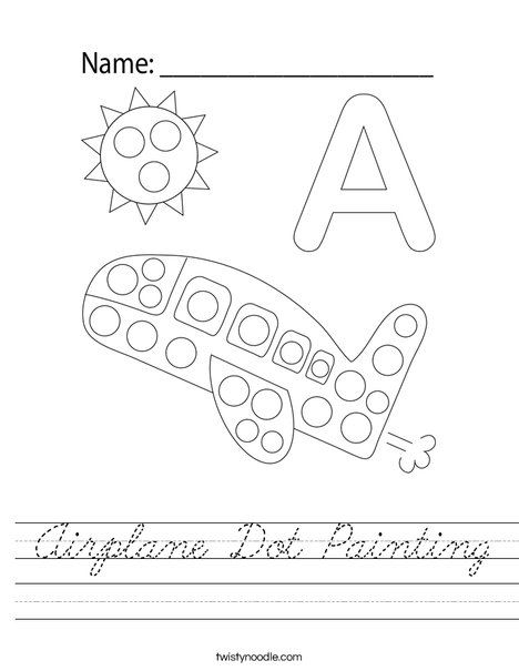 Airplane Dot Painting Worksheet
