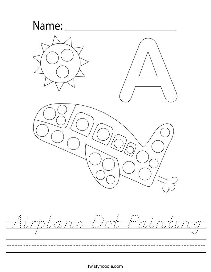 Airplane Dot Painting Worksheet