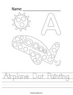 Airplane Dot Painting Handwriting Sheet