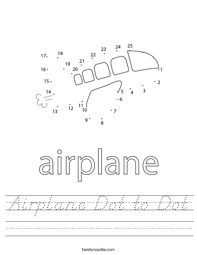 Airplane Dot to Dot Worksheet