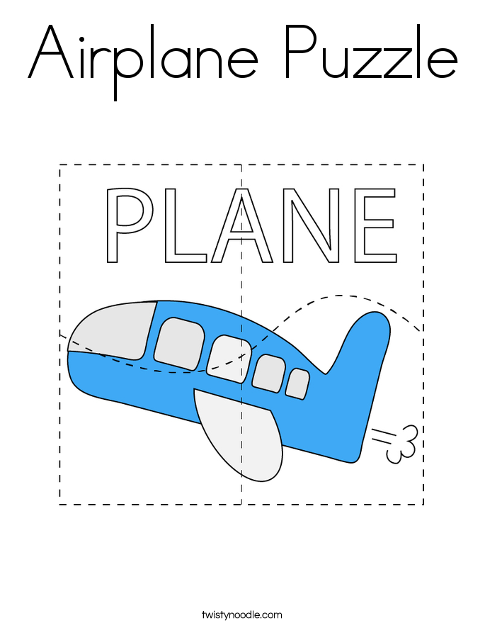 Airplane Puzzle Coloring Page