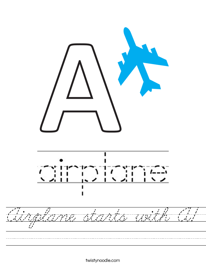 Airplane starts with A! Worksheet