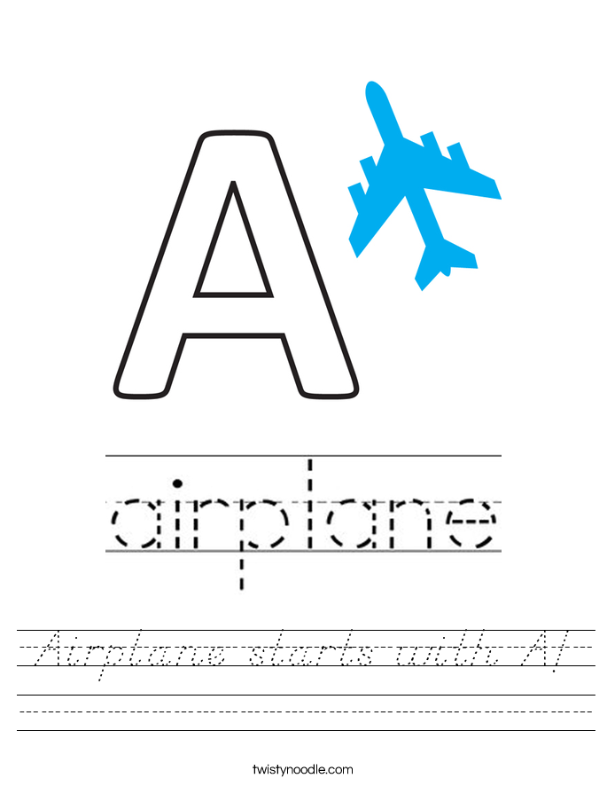 Airplane starts with A! Worksheet