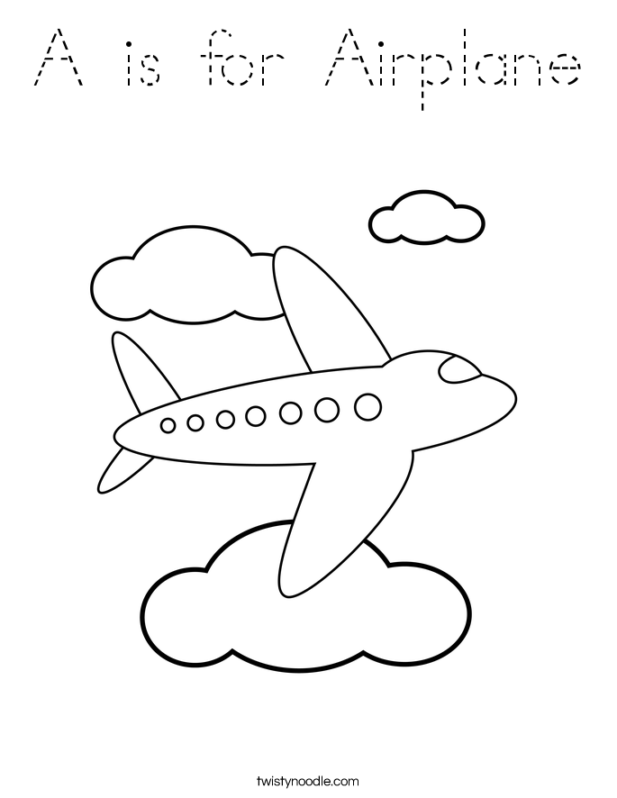 A is for Airplane Coloring Page