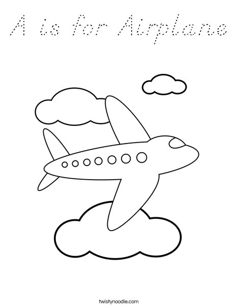 Airplane Flying in the Clouds Coloring Page