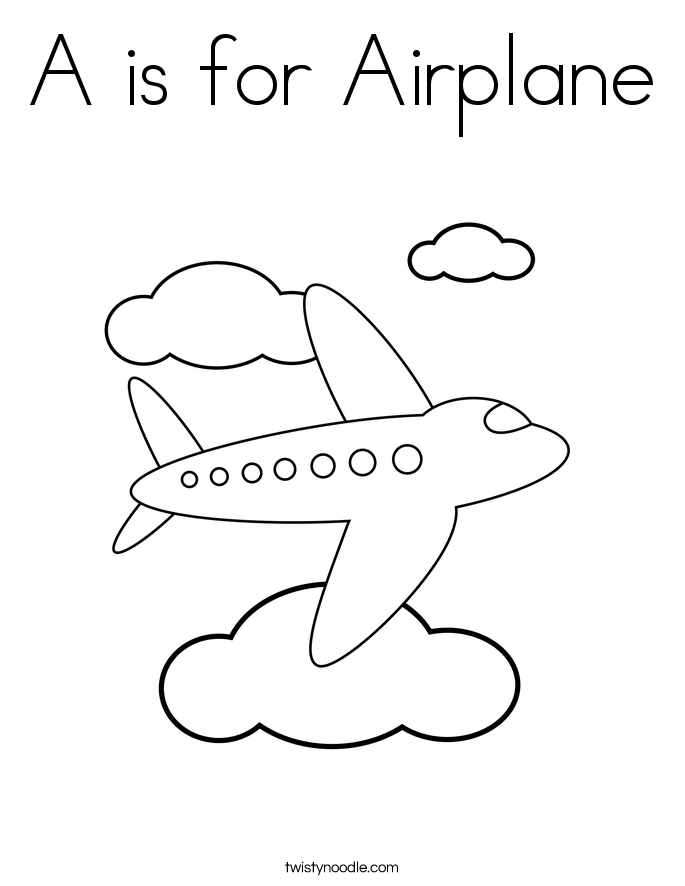 A is for Airplane Coloring Page