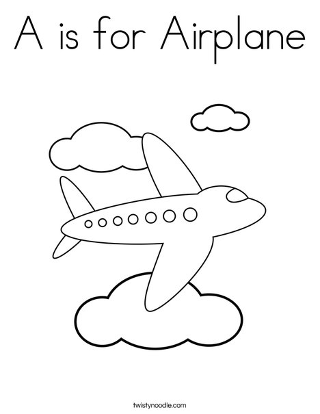Airplane Flying in the Clouds Coloring Page