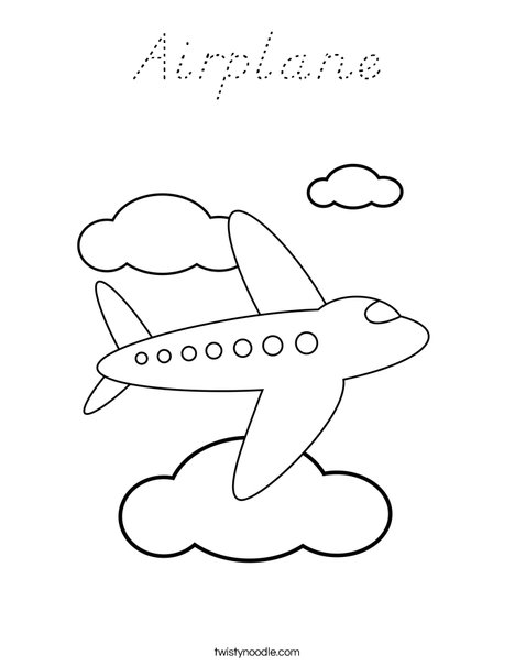 Airplane Flying in the Clouds Coloring Page
