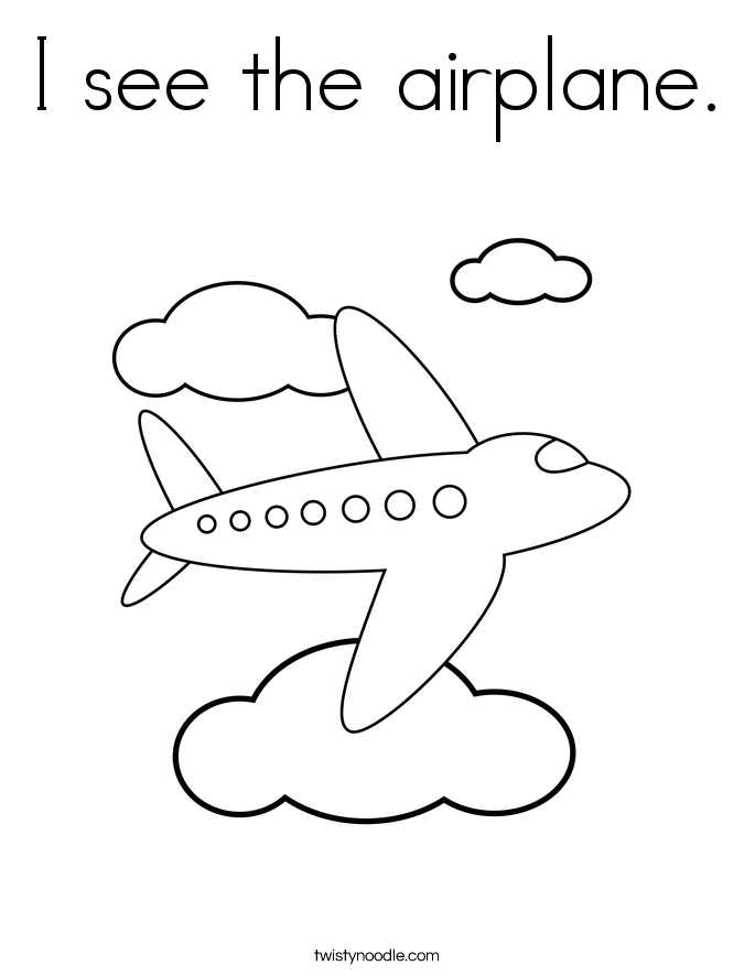 I see the airplane. Coloring Page