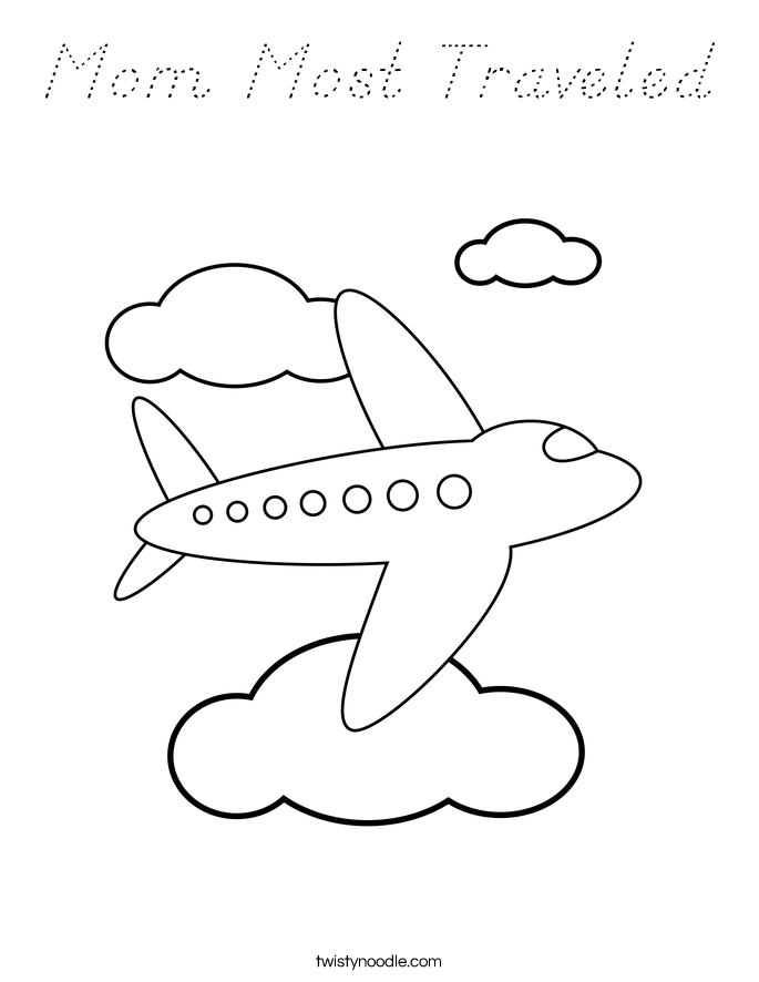 Mom Most Traveled Coloring Page