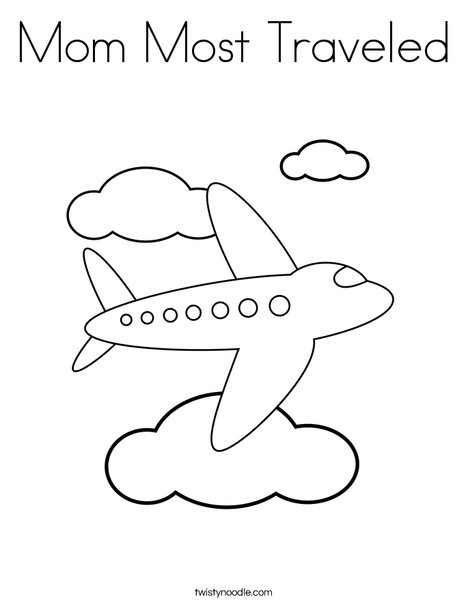Airplane Flying in the Clouds Coloring Page
