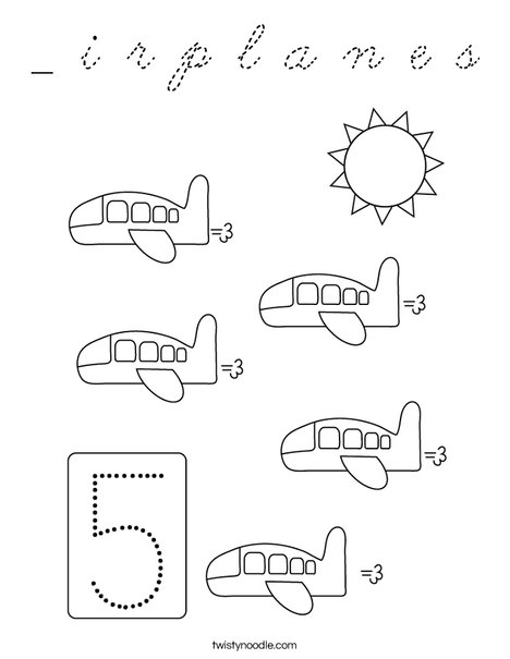 Four Airplanes Coloring Page