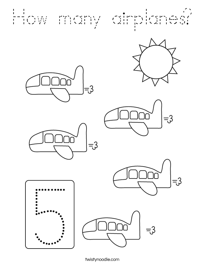 How many airplanes? Coloring Page