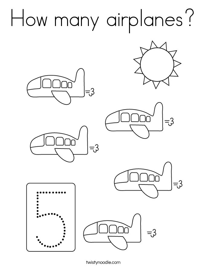 How many airplanes Coloring Page - Twisty Noodle