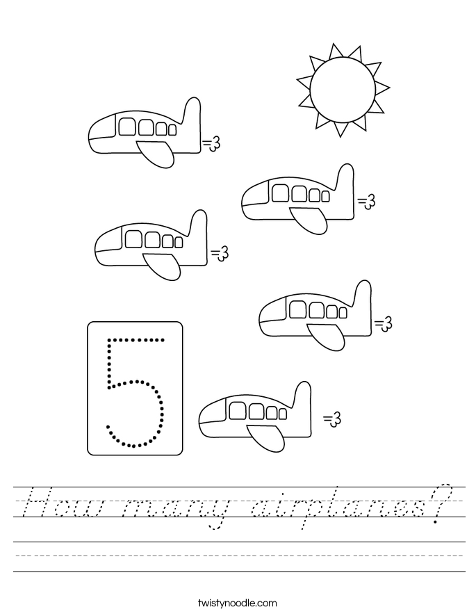 How many airplanes? Worksheet