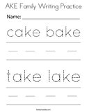 AKE Family Writing Practice Coloring Page