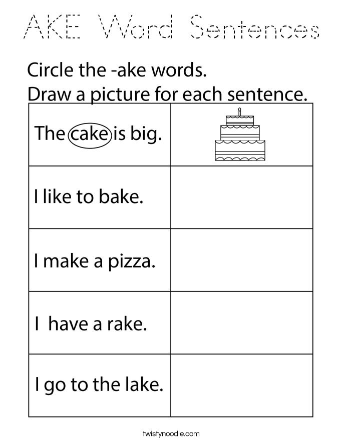 AKE Word Sentences Coloring Page