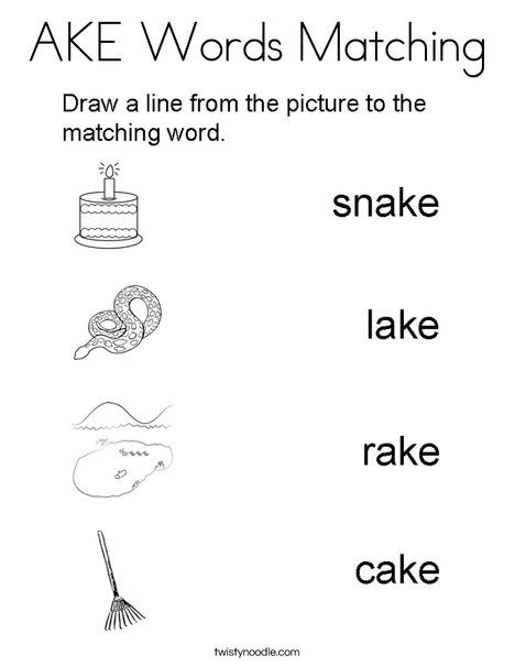 AKE Words Matching Coloring Page