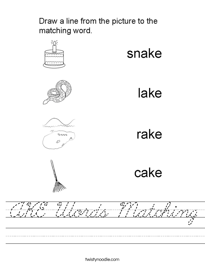 AKE Words Matching Worksheet