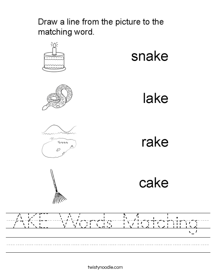 AKE Words Matching Worksheet
