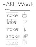 -AKE Words Coloring Page