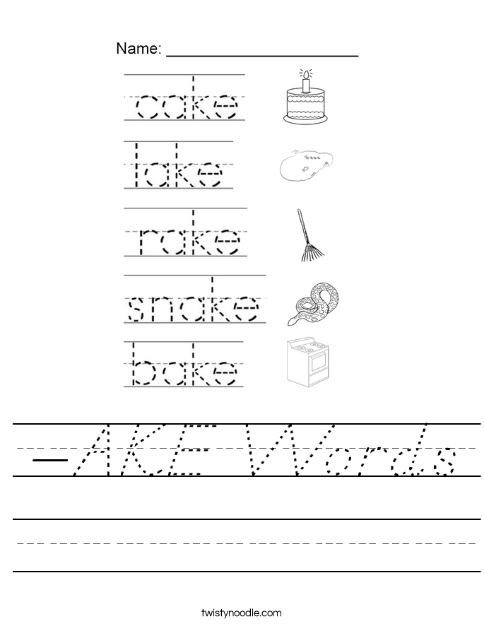 -AKE Words Worksheet