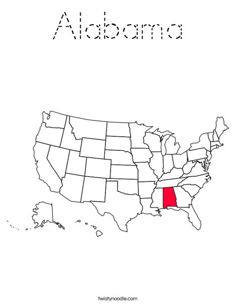Alabama Coloring Page Tracing - Alabama 53 Coloring Page Blockoutline Png 468x609 Q85 