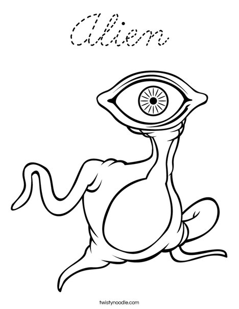 Alien with Big Eye Coloring Page