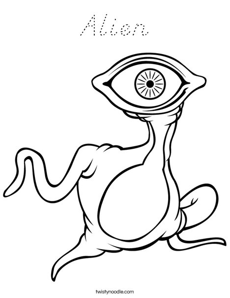 Alien with Big Eye Coloring Page