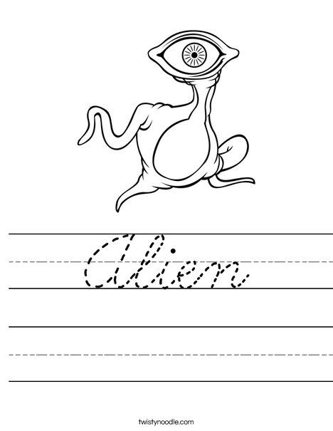 Alien with Big Eye Worksheet