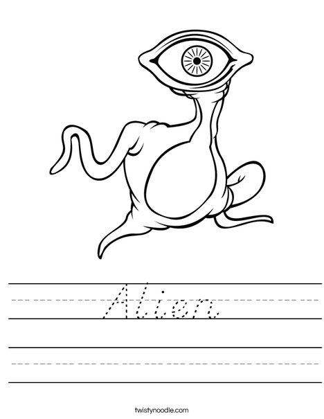 Alien with Big Eye Worksheet