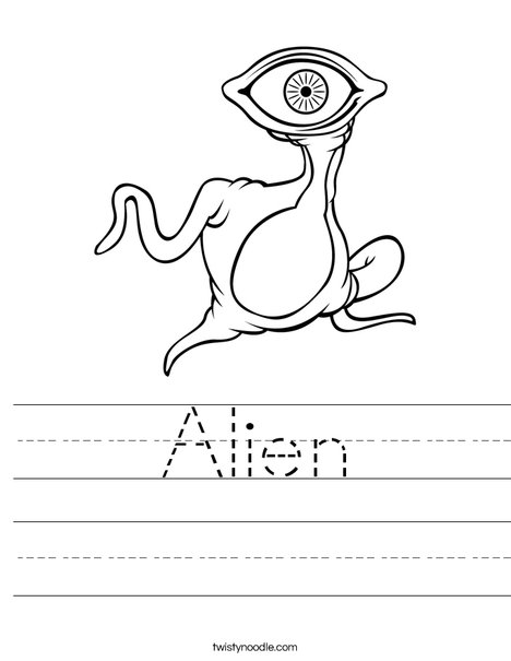 Alien with Big Eye Worksheet