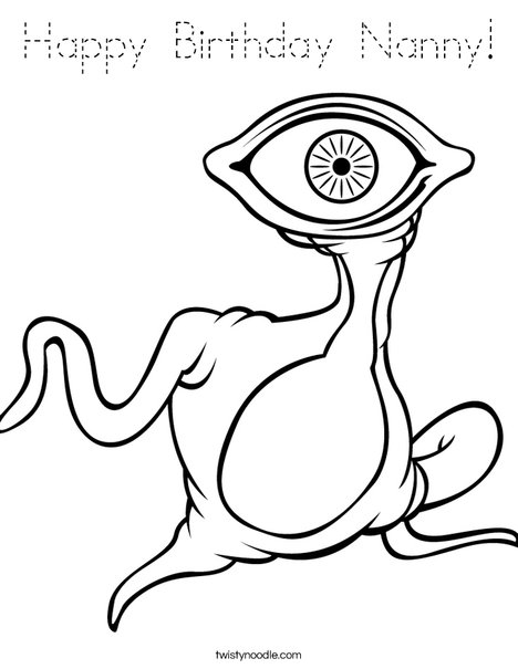 Alien with Big Eye Coloring Page