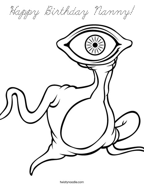 Alien with Big Eye Coloring Page