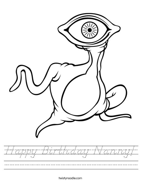 Alien with Big Eye Worksheet