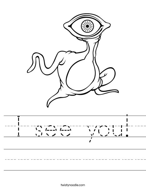 Alien with Big Eye Worksheet