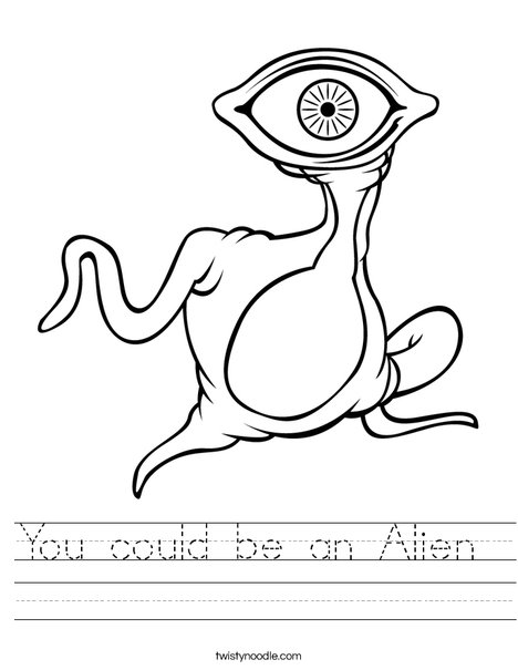 Alien with Big Eye Worksheet