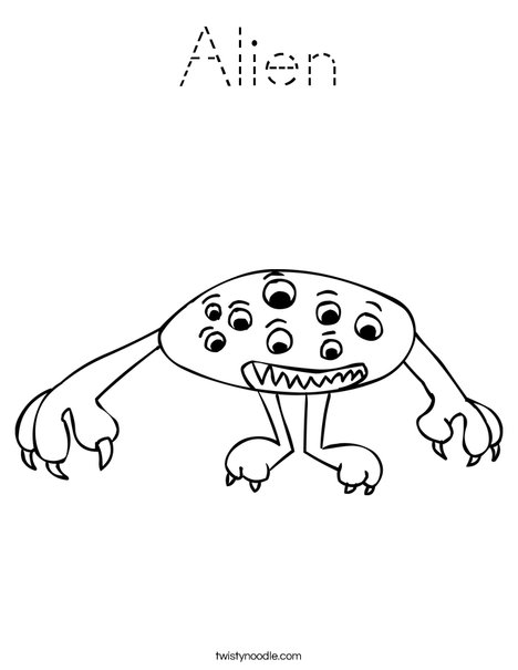 Alien with Eyes Coloring Page