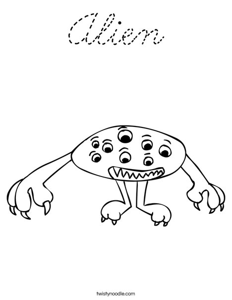 Alien with Eyes Coloring Page