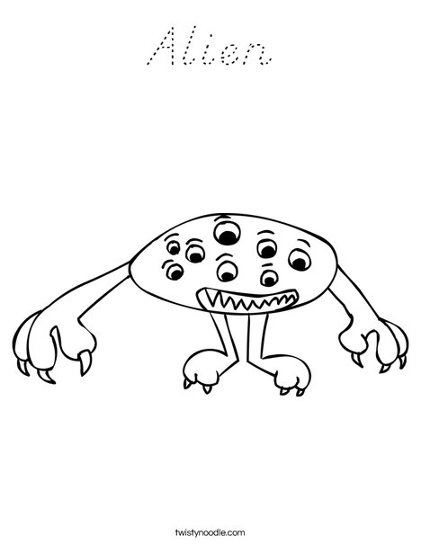 Alien with Eyes Coloring Page