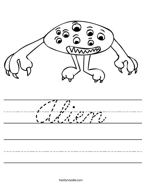 Alien with Eyes Worksheet