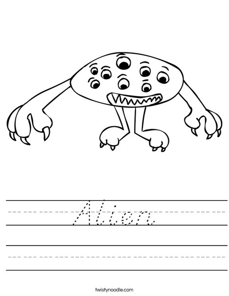 Alien with Eyes Worksheet