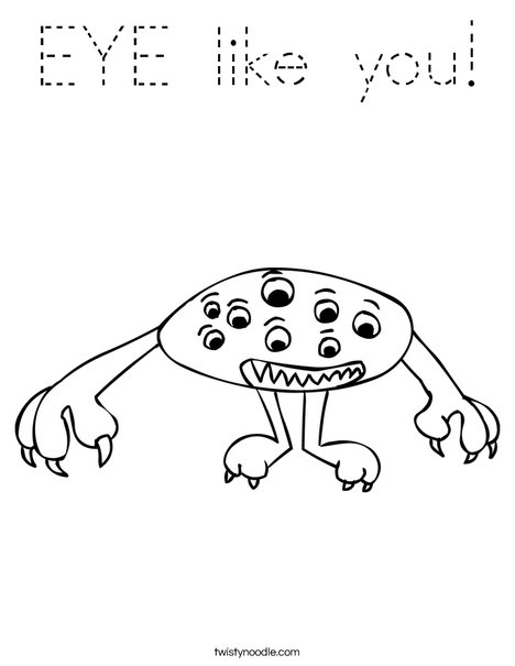 Alien with Eyes Coloring Page