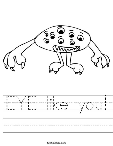 Alien with Eyes Worksheet