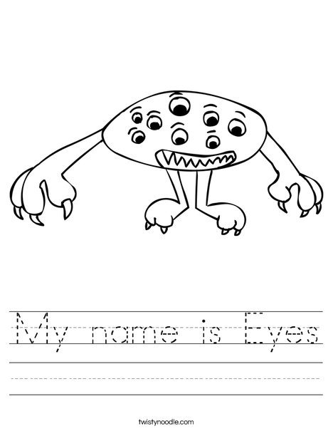 Alien with Eyes Worksheet